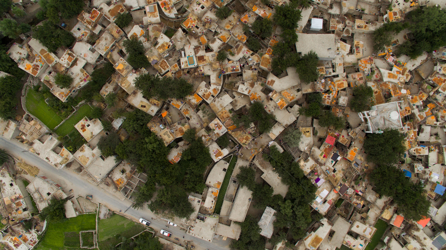 Drone shot of irrigation infrastructure ΓÇö land transformation visible from above